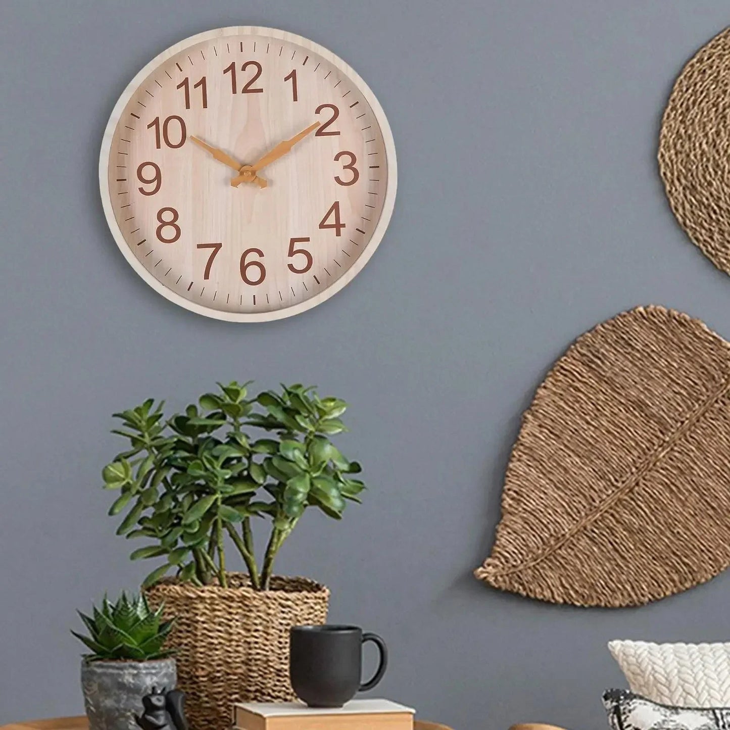 Round Wood Grain Wall Clock