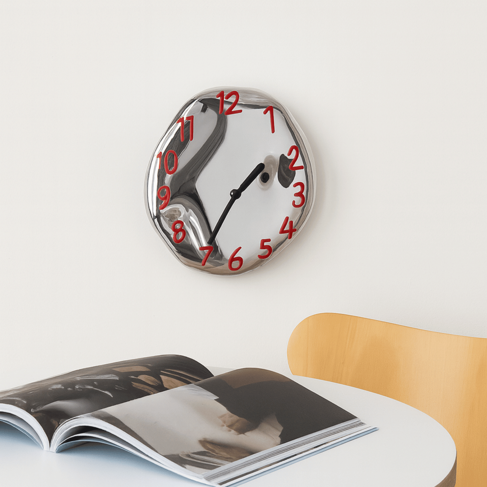 Distorted Numeral Art Wall Clock