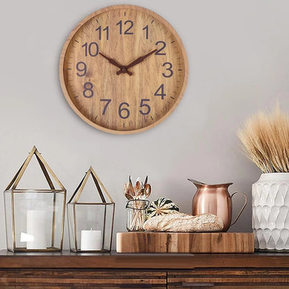 Round Wood Grain Wall Clock