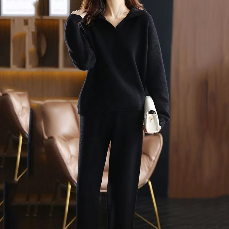 Adaline Ribbed Knit Collared Sweater – V-Neck Relaxed Fit Casual Pullover