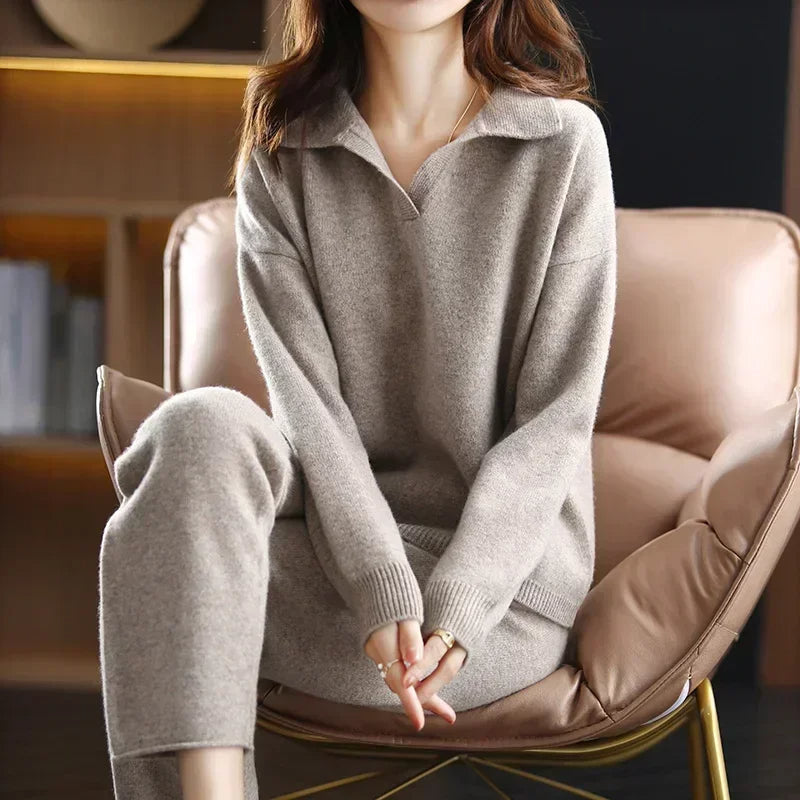 Adaline Ribbed Knit Collared Sweater – V-Neck Relaxed Fit Casual Pullover