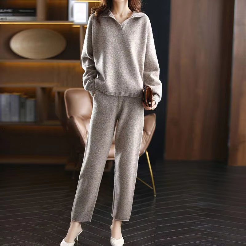 Adaline Ribbed Knit Collared Sweater – V-Neck Relaxed Fit Casual Pullover