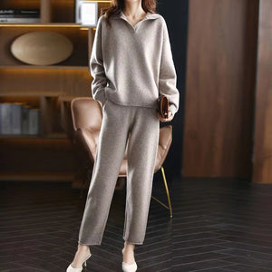 Adaline Ribbed Knit Collared Sweater – V-Neck Relaxed Fit Casual Pullover - Gray