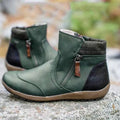 Adaline Waterproof Leather Ankle Boots – Plaid-Collar Cushioned Footwear
