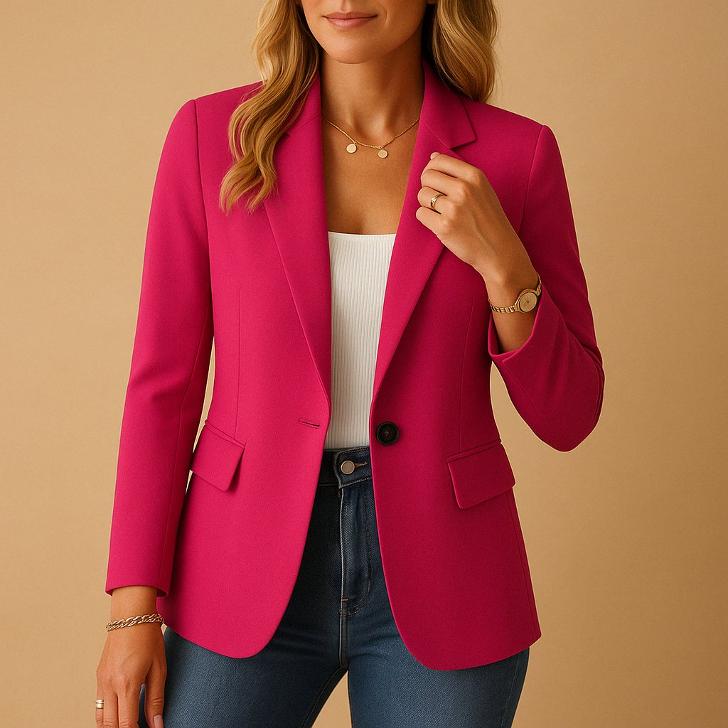 Addison Stretch Woven Blazer – Single-Button Notched-Lapel Flap-Pocket Workwear