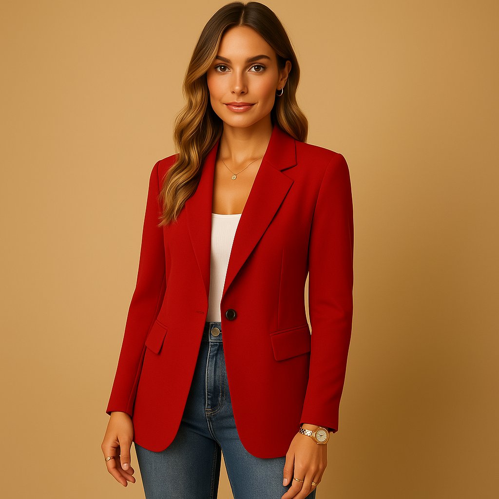 Addison Stretch Woven Blazer – Single-Button Notched-Lapel Flap-Pocket Workwear