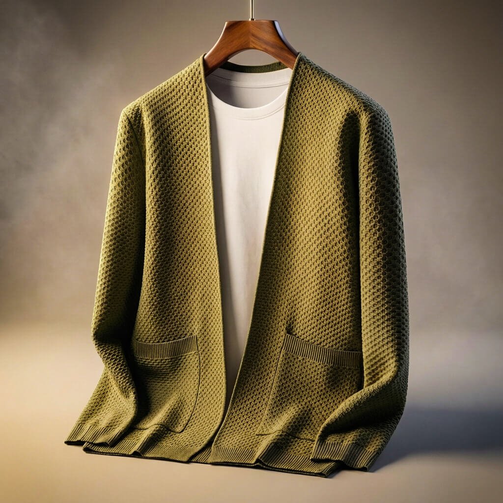 Alberto Pima Cotton Honeycomb Cardigan – Lightweight Open-Front Textured Knitwear