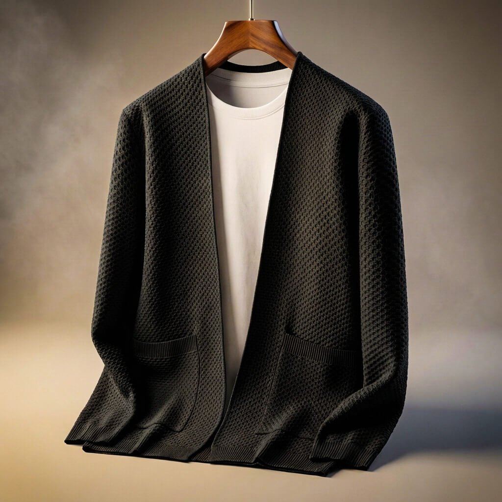 Alberto Pima Cotton Honeycomb Cardigan – Lightweight Open-Front Textured Knitwear