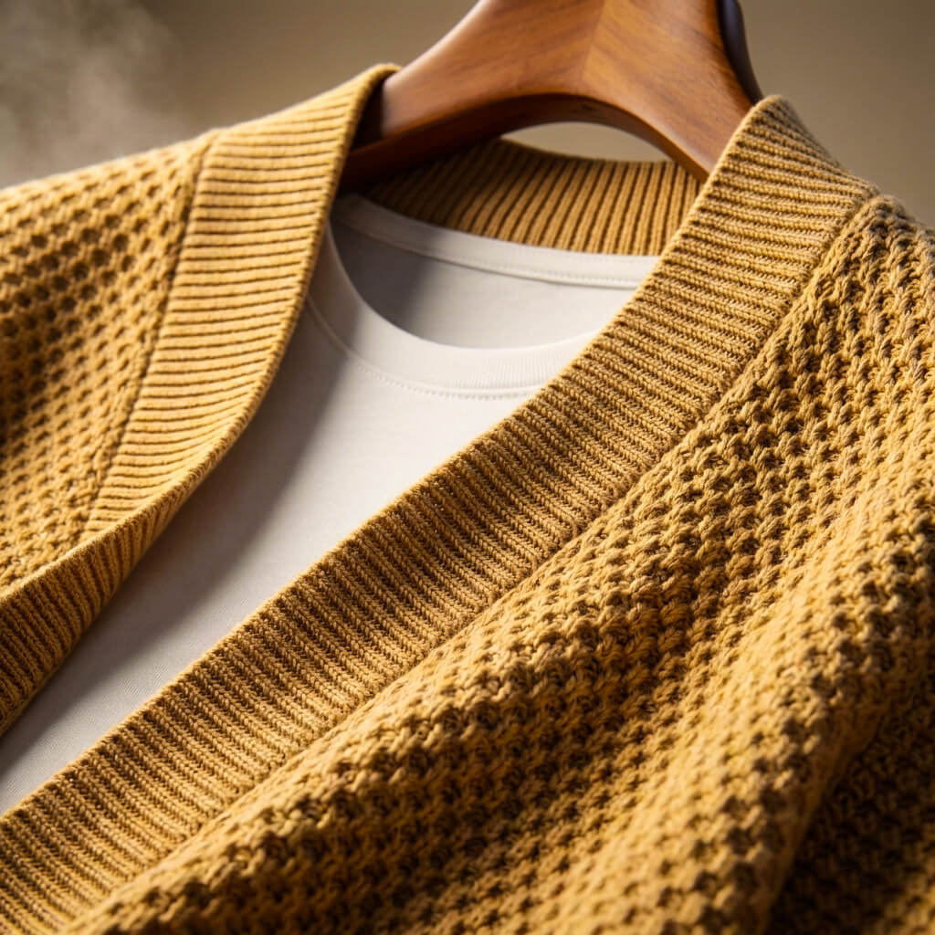 Alberto Pima Cotton Honeycomb Cardigan – Lightweight Open-Front Textured Knitwear