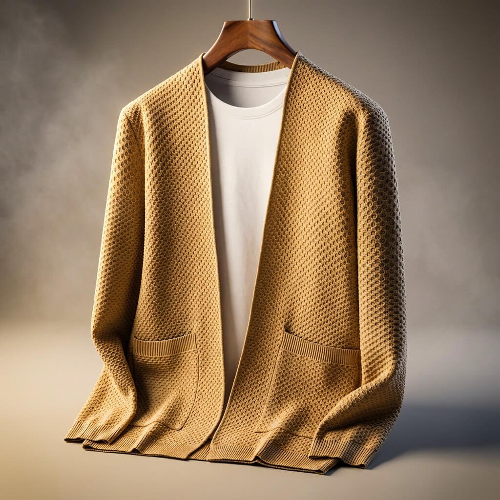 Alberto Pima Cotton Honeycomb Cardigan – Lightweight Open-Front Textured Knitwear