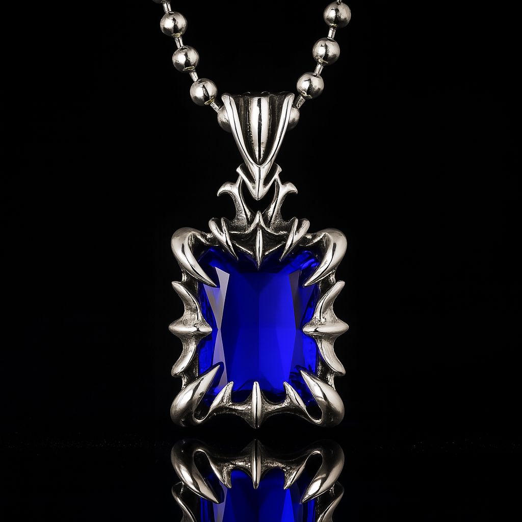 HexGleam Stainless Steel Gem Pendant Unisex Necklace