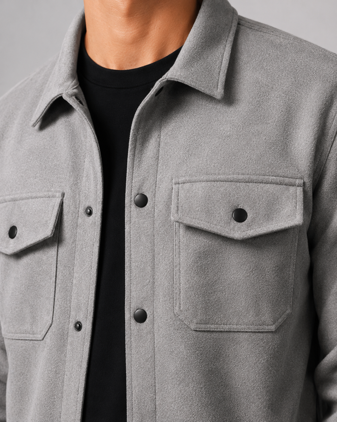 Ciro Wool Blend Overshirt – Flap Pocket Utility Button-Up Jacket