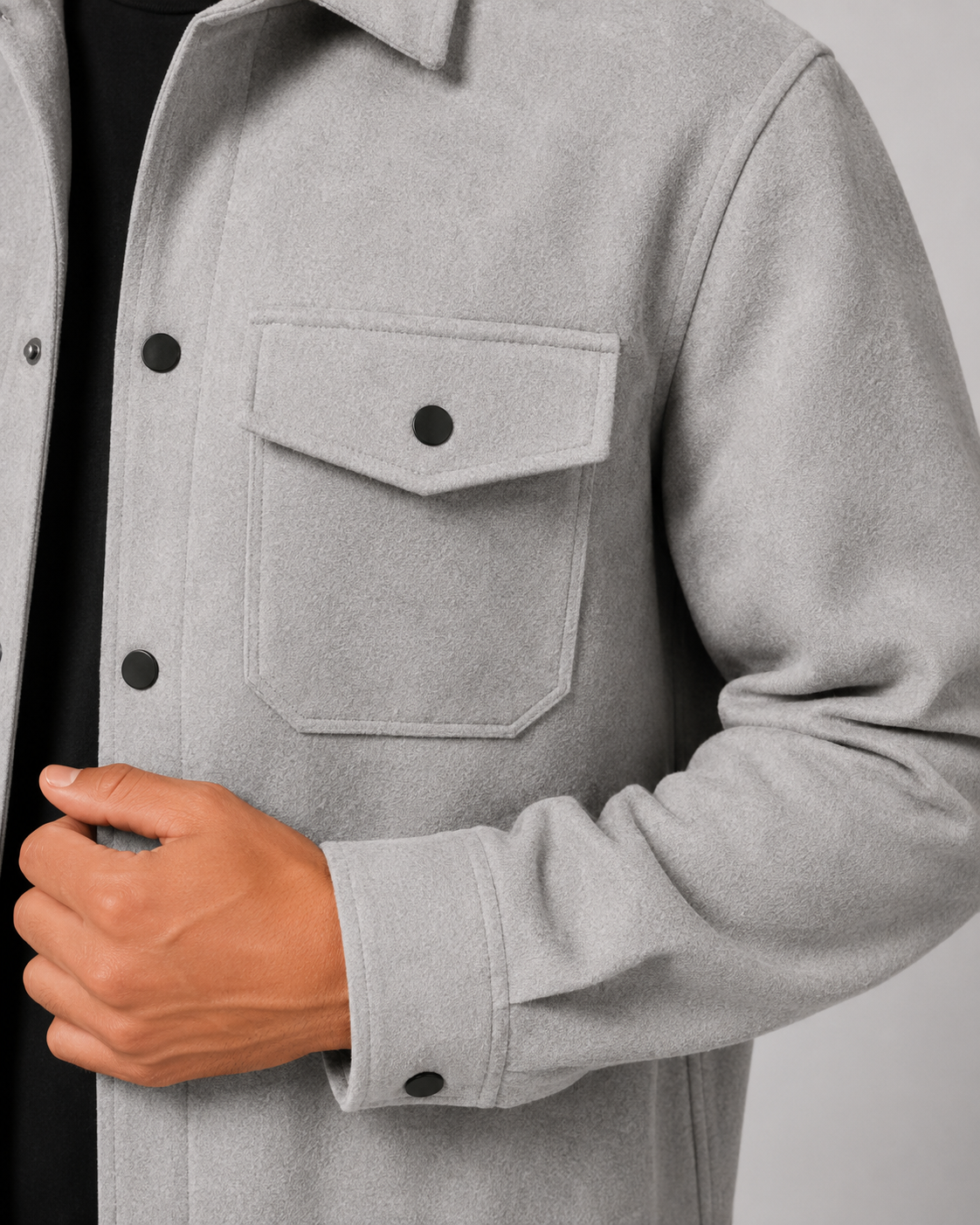Ciro Wool Blend Overshirt – Flap Pocket Utility Button-Up Jacket