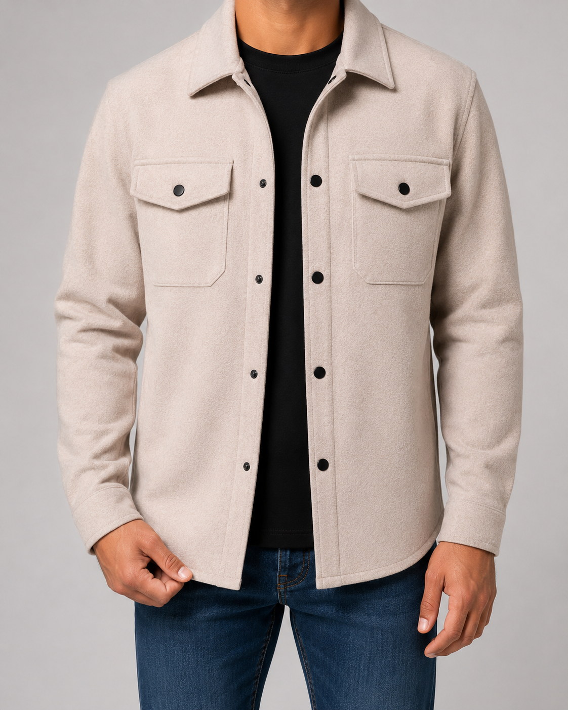 Ciro Wool Blend Overshirt – Flap Pocket Utility Button-Up Jacket