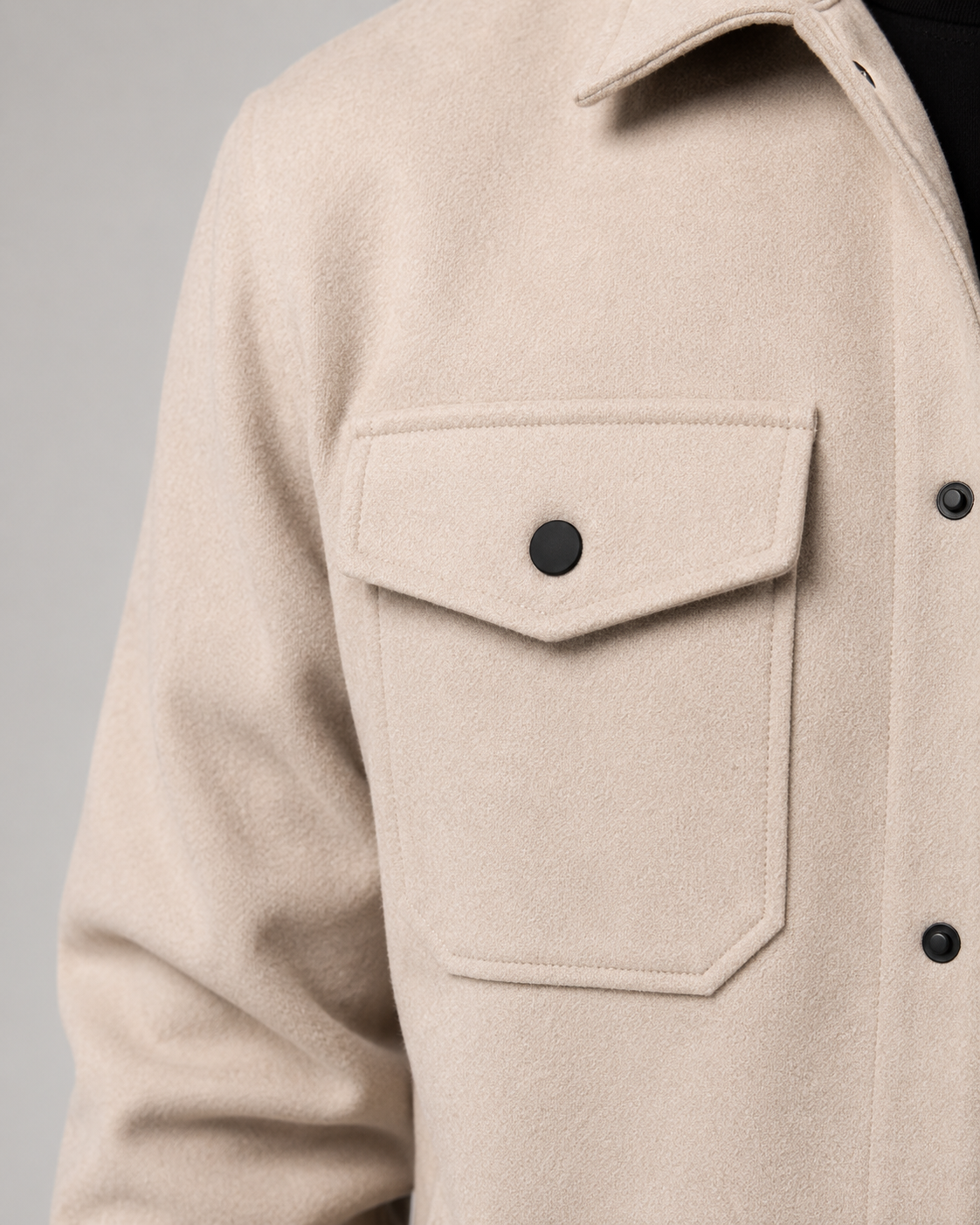 Ciro Wool Blend Overshirt – Flap Pocket Utility Button-Up Jacket