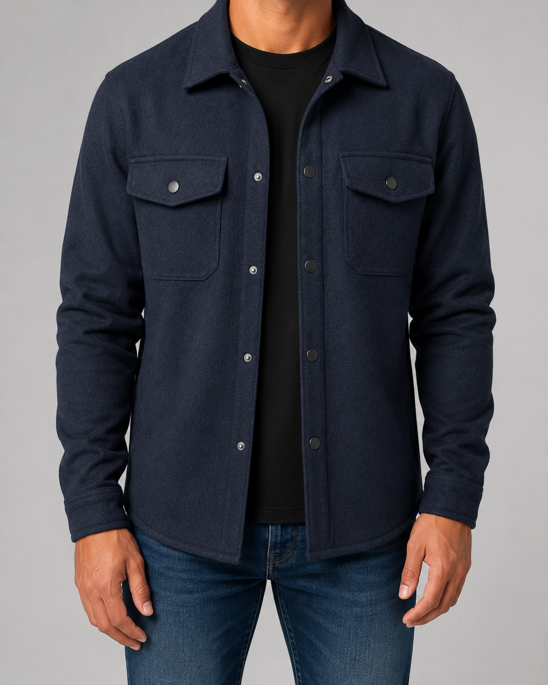 Ciro Wool Blend Overshirt – Flap Pocket Utility Button-Up Jacket