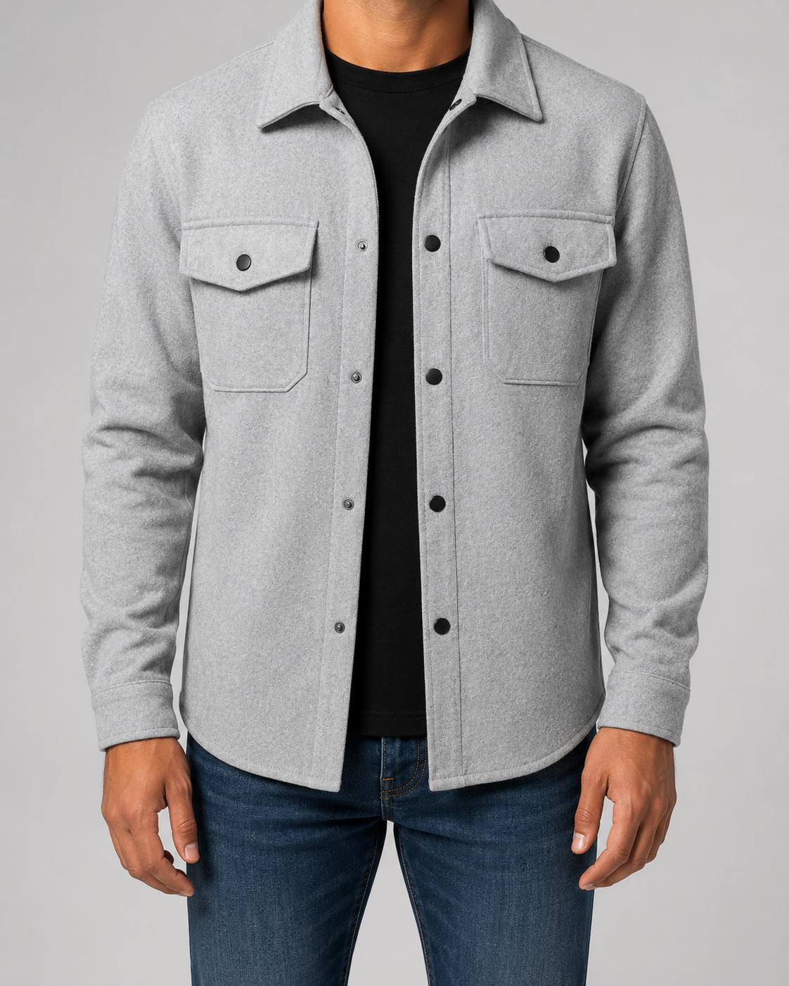 Ciro Wool Blend Overshirt – Flap Pocket Utility Button-Up Jacket