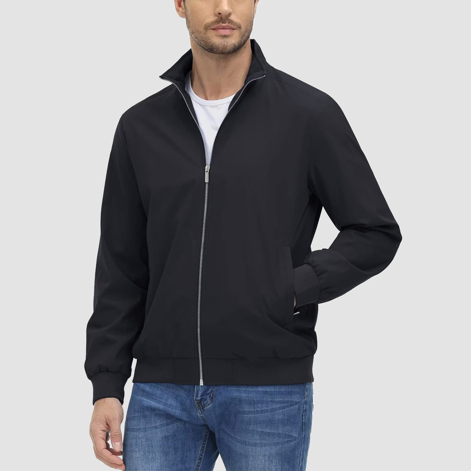 Daniel Lightweight Bomber Jacket – Ribbed-Trim Zip-Up Transitional Outerwear