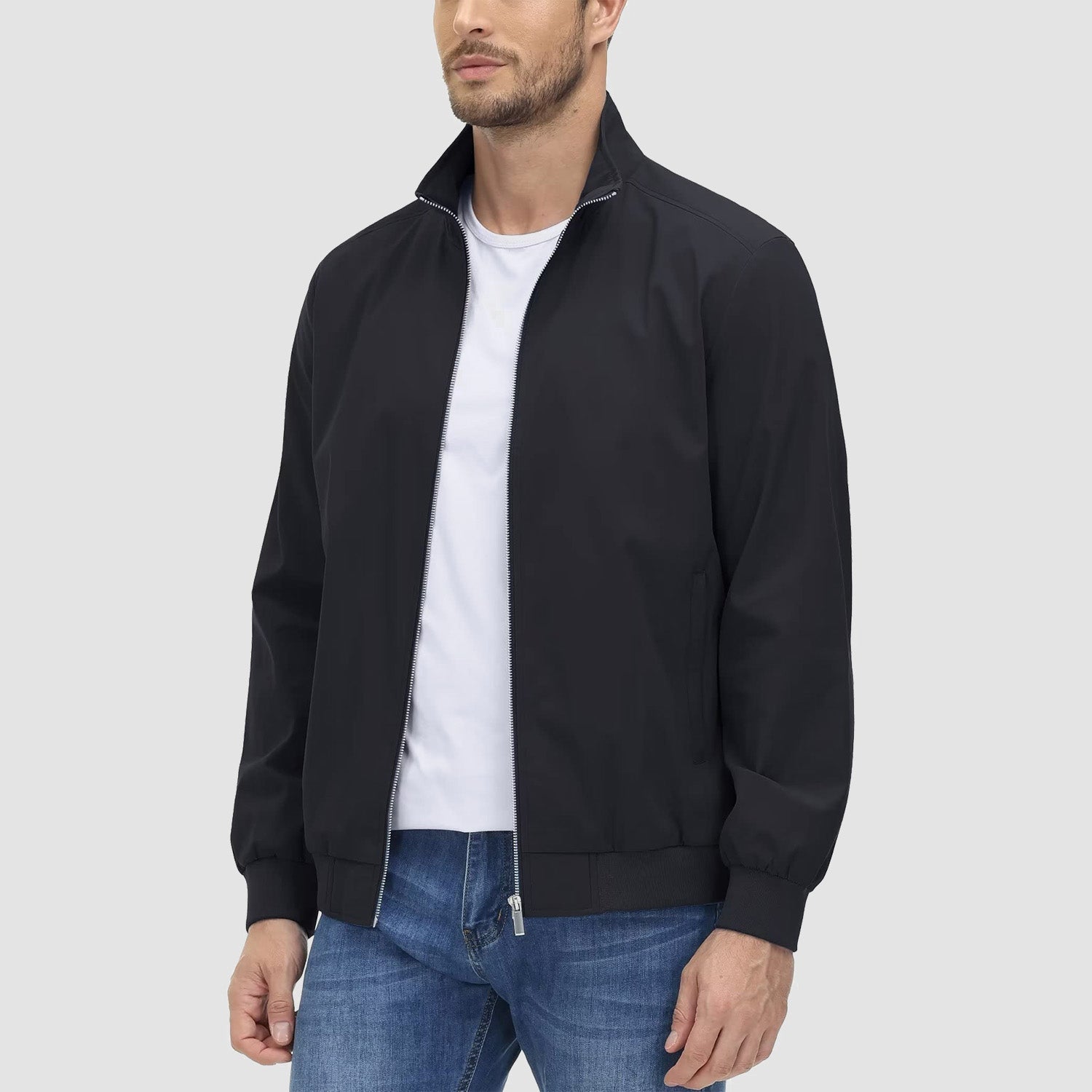 Daniel Lightweight Bomber Jacket – Ribbed-Trim Zip-Up Transitional Outerwear