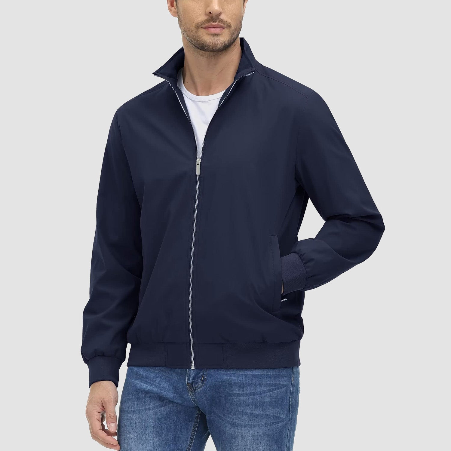 Daniel Lightweight Bomber Jacket – Ribbed-Trim Zip-Up Transitional Outerwear