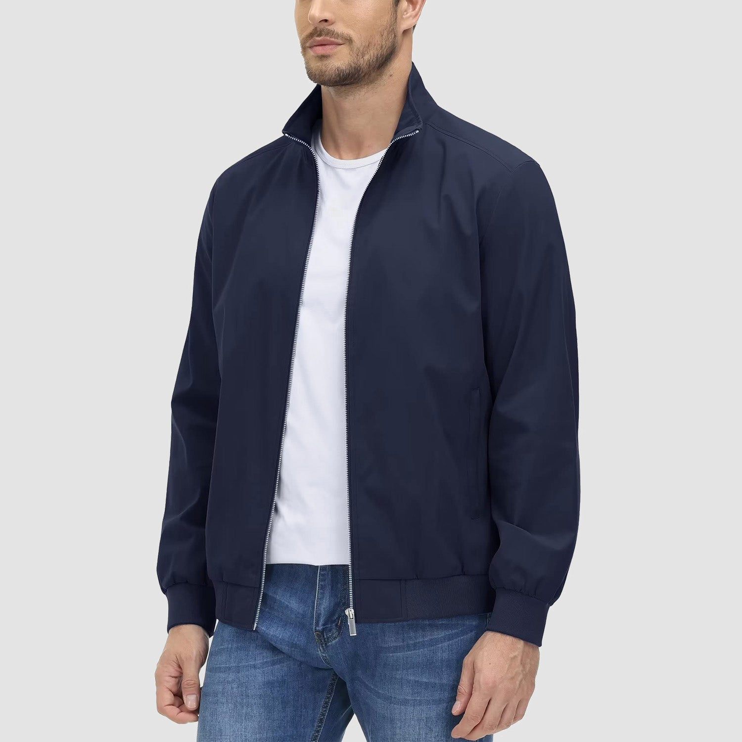 Daniel Lightweight Bomber Jacket – Ribbed-Trim Zip-Up Transitional Outerwear