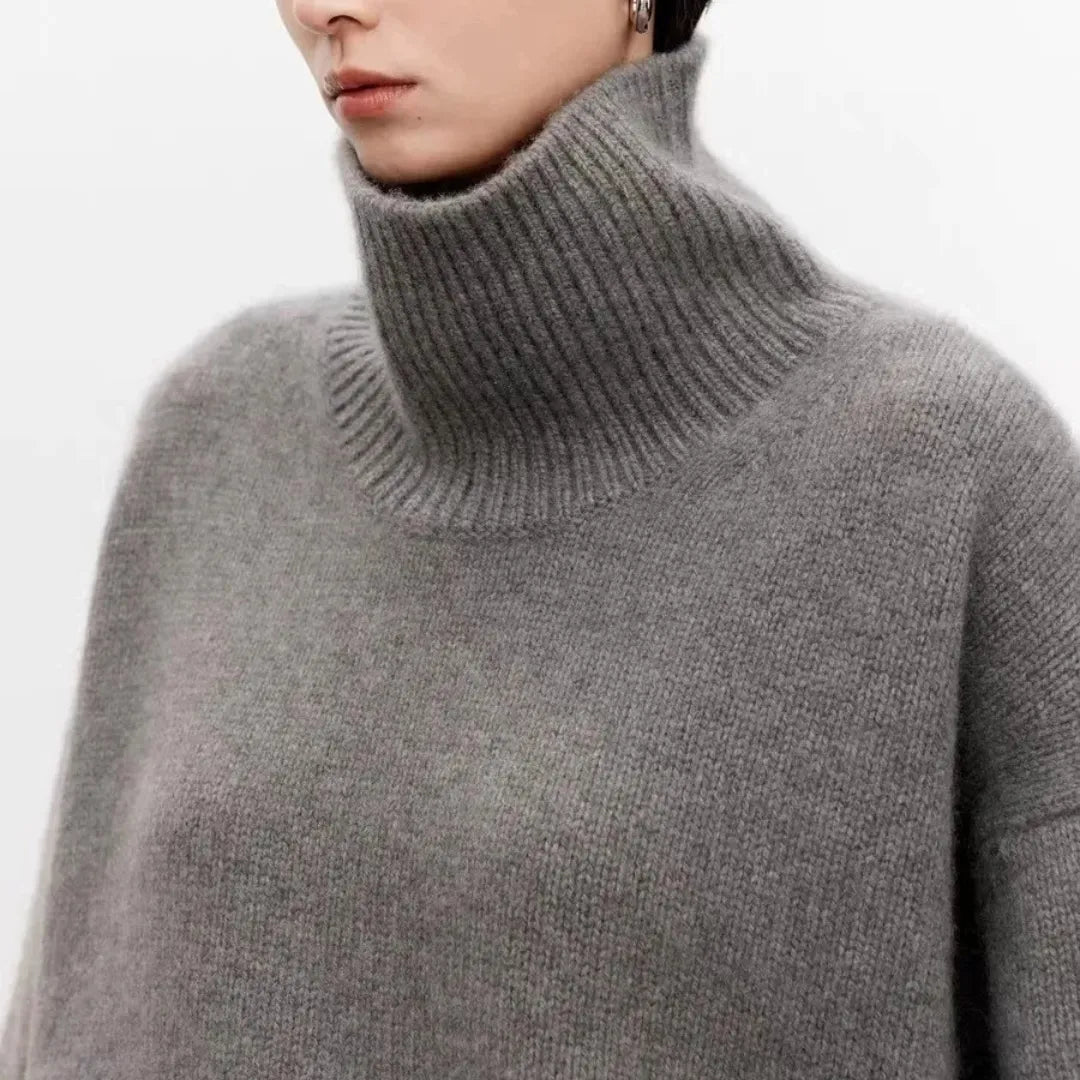 Erich Soft Knit Oversized Turtleneck – Drop Shoulder Ribbed Cozy Sweater