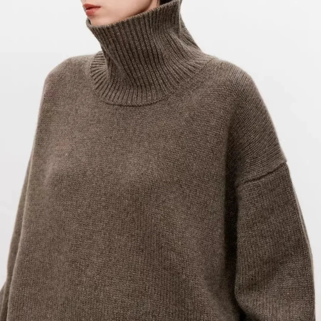Erich Soft Knit Oversized Turtleneck – Drop Shoulder Ribbed Cozy Sweater