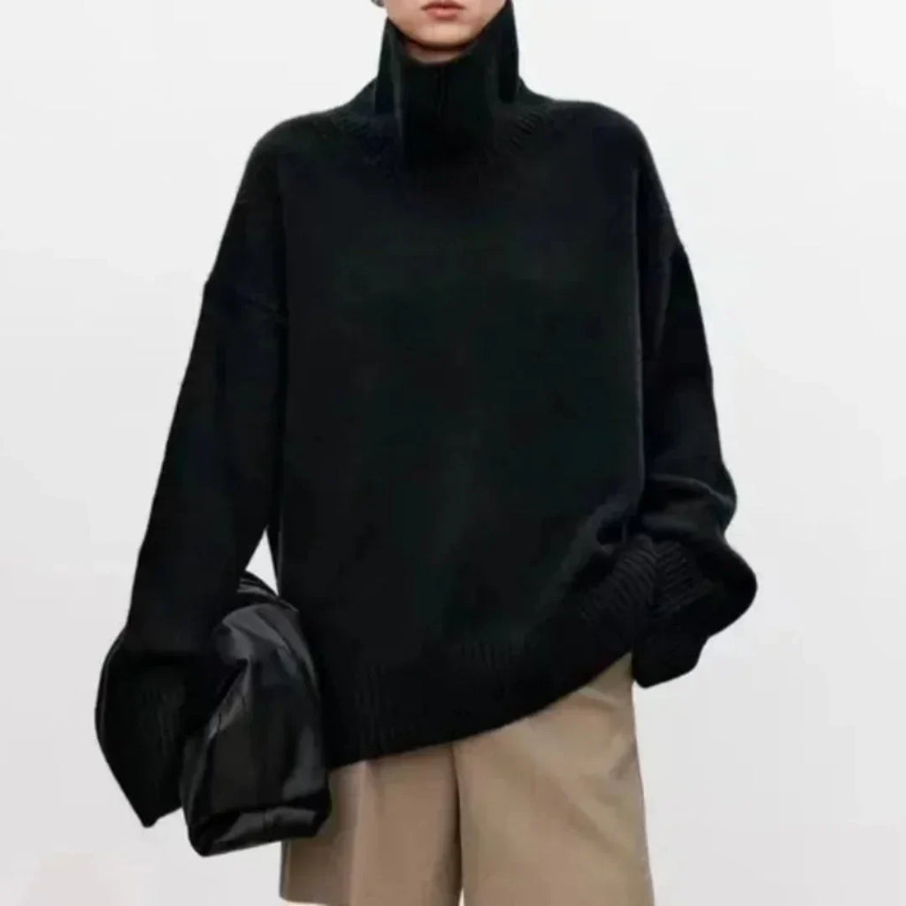 Erich Soft Knit Oversized Turtleneck – Drop Shoulder Ribbed Cozy Sweater