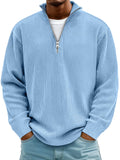 Flavio Ribbed Cotton Half-Zip Sweater– Relaxed Breathable Layering Knitwear