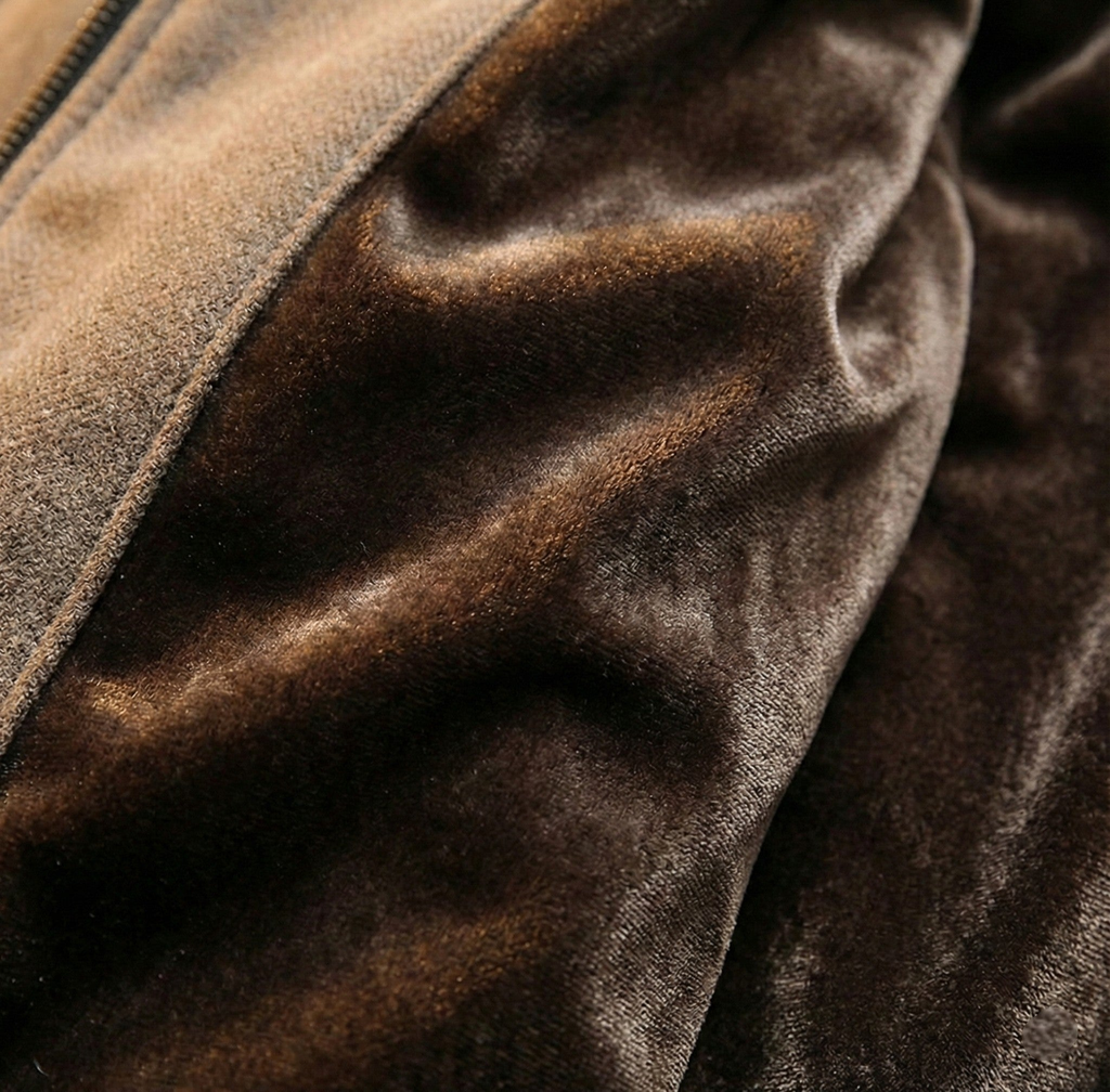 Flavio Wool Blend Bomber Jacket – Fur Lined Ribbed Panel Coat