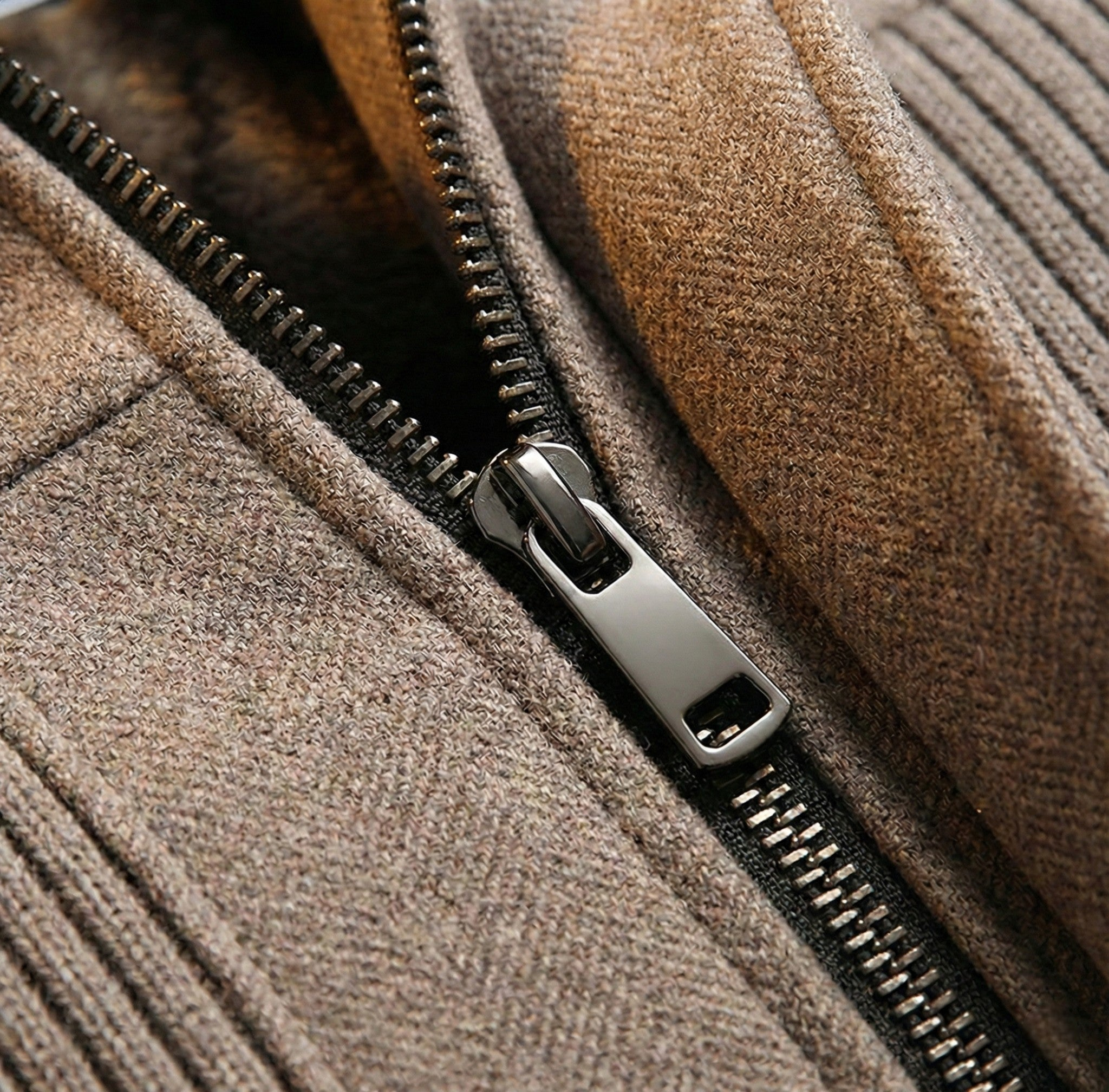 Flavio Wool Blend Bomber Jacket – Fur Lined Ribbed Panel Coat