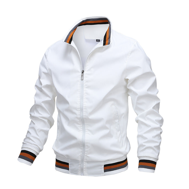 Freddie Lightweight Bomber Jacket – Striped-Trim Zip-Up Breathable Outerwear