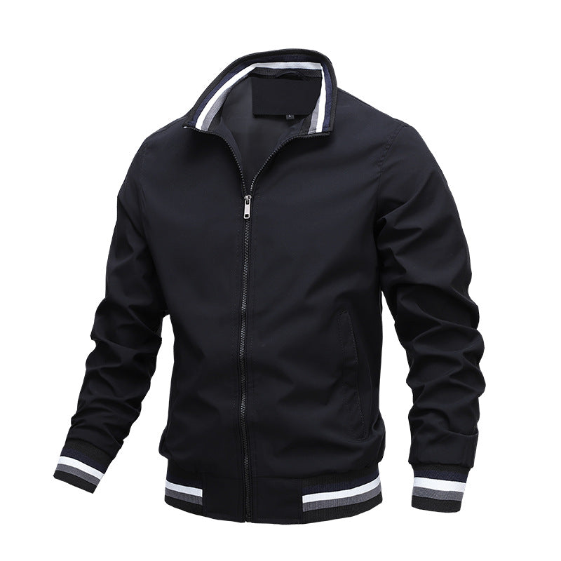 Freddie Lightweight Bomber Jacket – Striped-Trim Zip-Up Breathable Outerwear