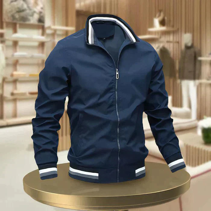 Freddie Lightweight Bomber Jacket – Striped-Trim Zip-Up Breathable Outerwear