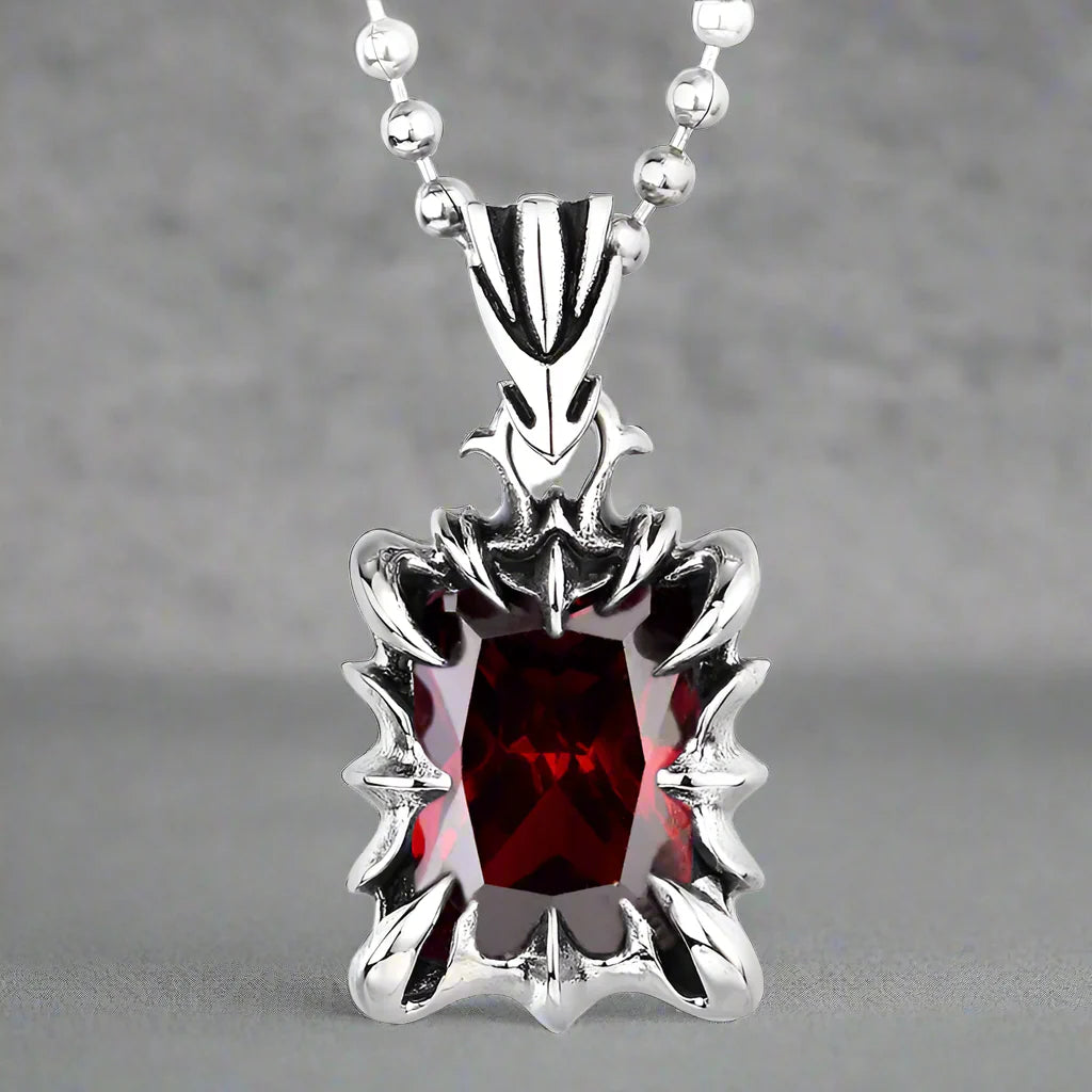 HexGleam Stainless Steel Gem Pendant Unisex Necklace