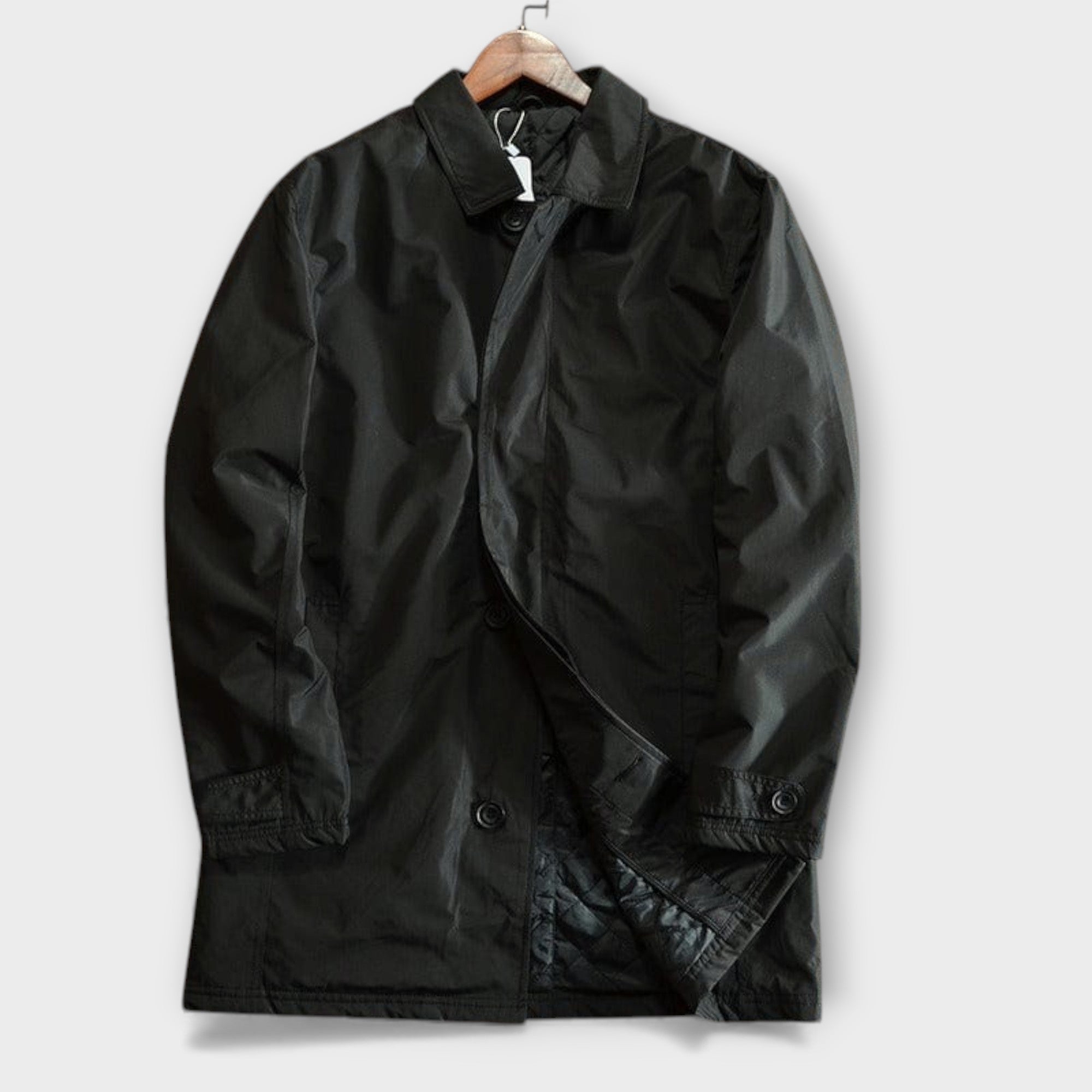 Harrison Water-Repellent Rain Jacket – Quilted Lining Adjustable Cuffs Trench Coat