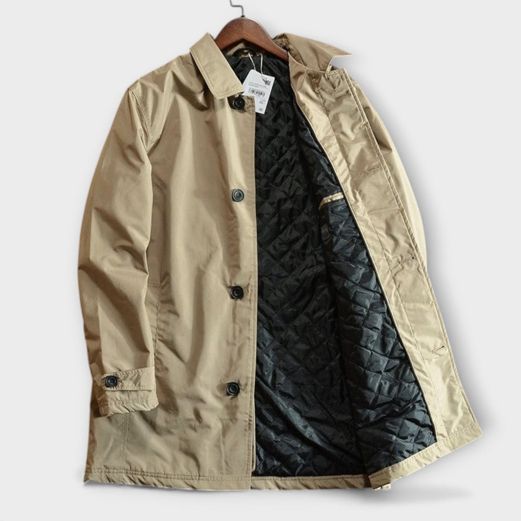 Harrison Water-Repellent Rain Jacket – Quilted Lining Adjustable Cuffs Trench Coat