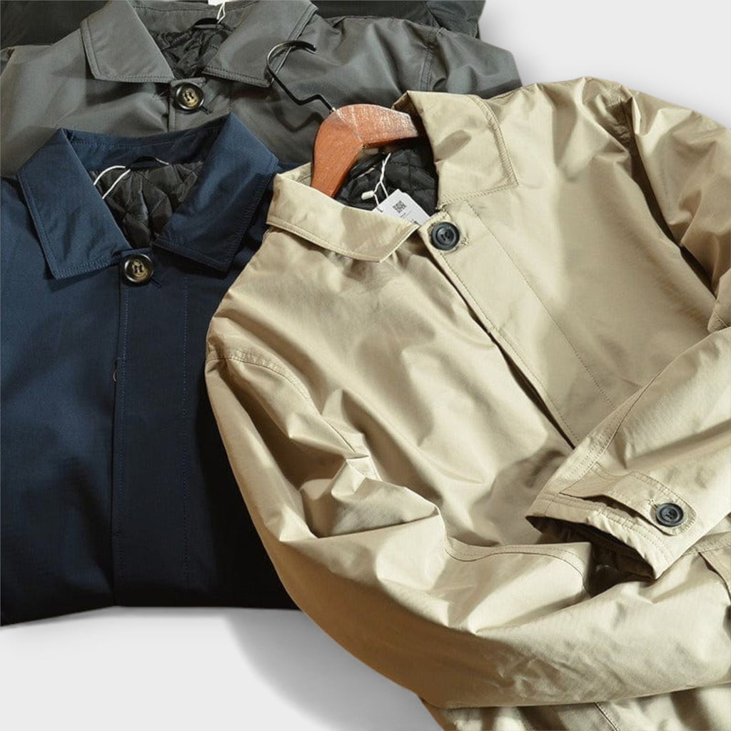 Harrison Water-Repellent Rain Jacket – Quilted Lining Adjustable Cuffs Trench Coat