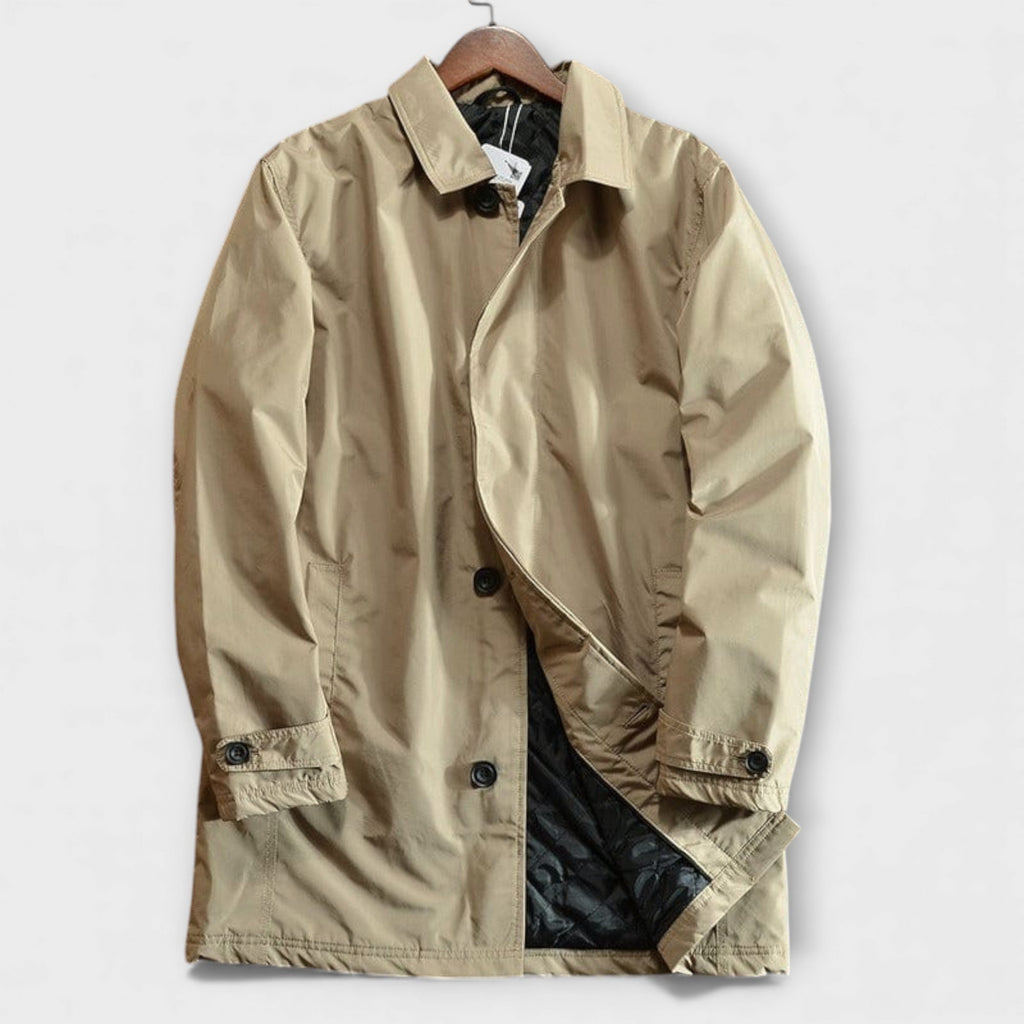 Harrison Water-Repellent Rain Jacket – Quilted Lining Adjustable Cuffs Trench Coat