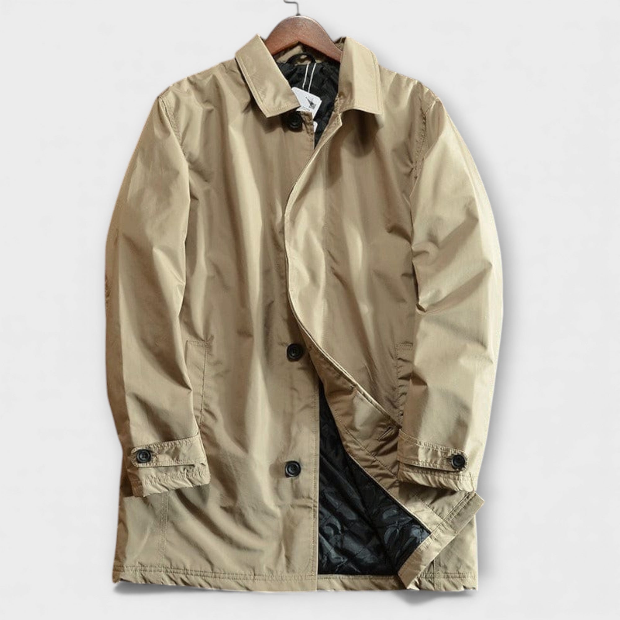 Harrison Water-Repellent Rain Jacket – Quilted Lining Adjustable Cuffs Trench Coat