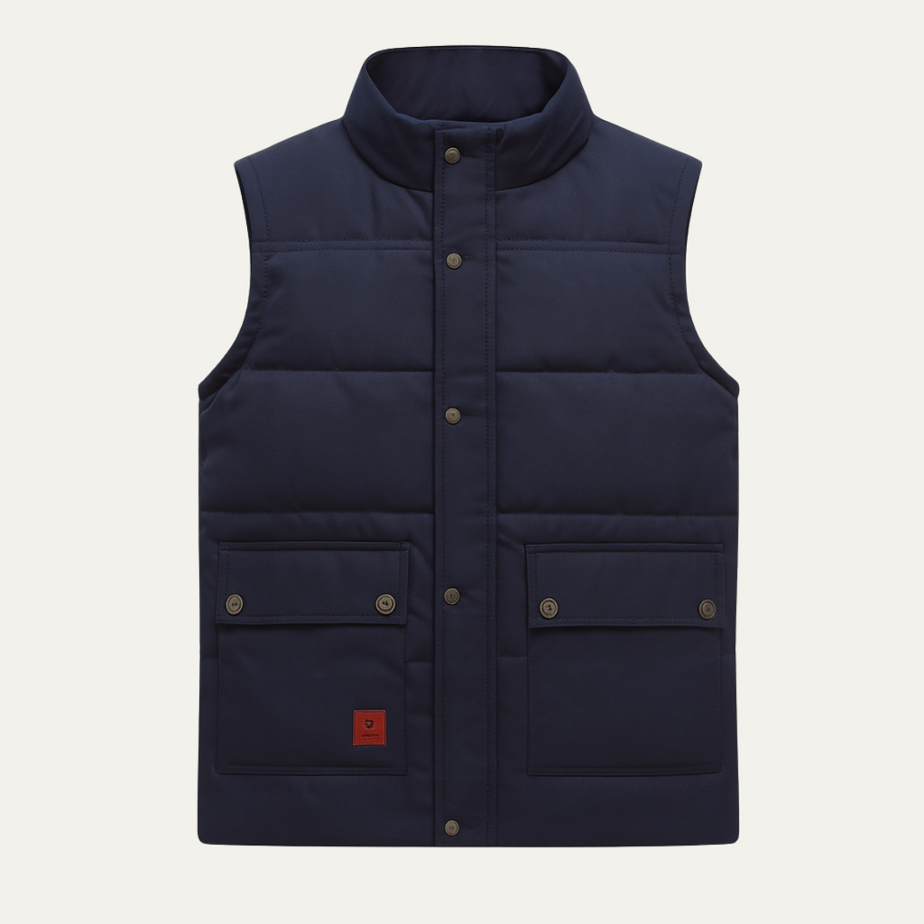 Hayden Fleece-Lined Utility Vest – Stand-Collar Multi-Pocket Winter Layering