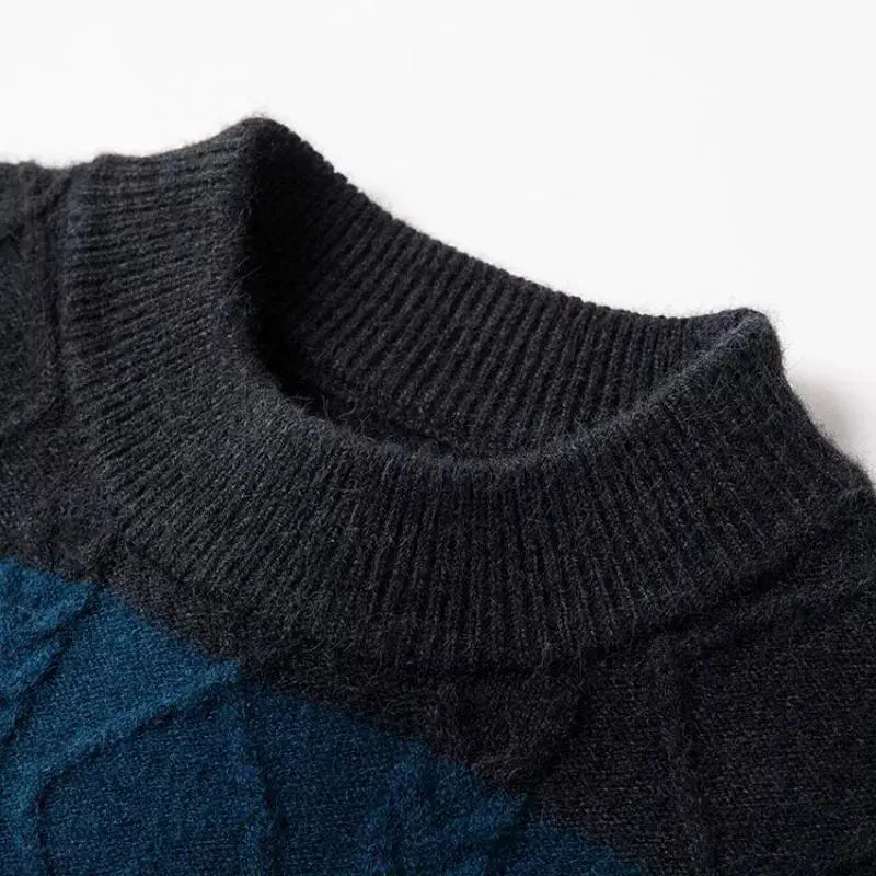 Henry Wool Blend Jacquard Sweater – Striped Cable-Knit Crewneck Knitwear