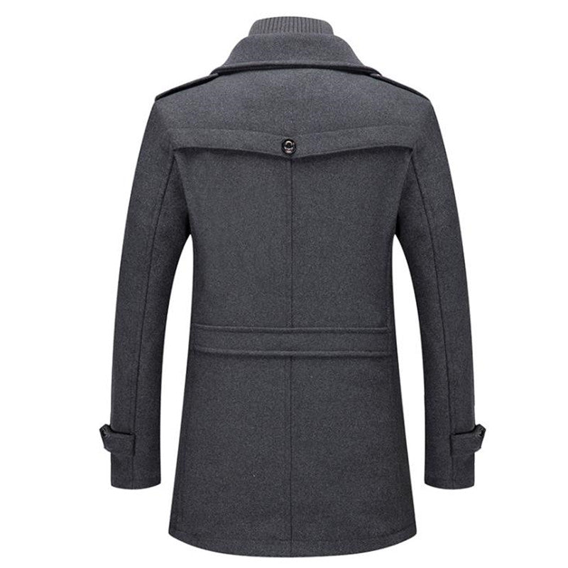 Ignazio Wool Blend Coat – Zip-Front Button Placket Flap Pocket Outerwear