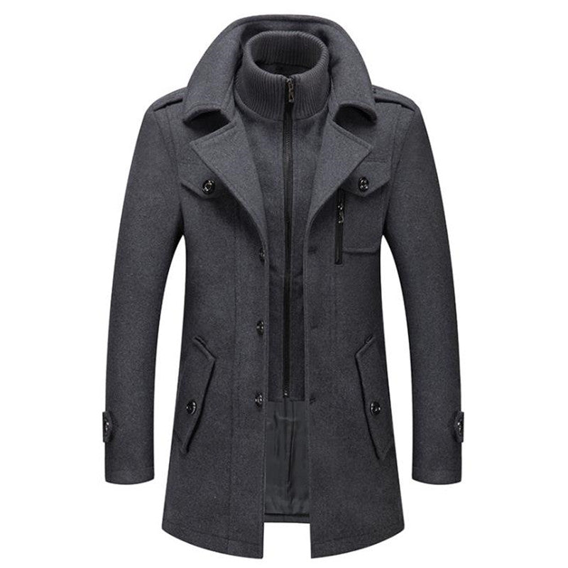 Ignazio Wool Blend Coat – Zip-Front Button Placket Flap Pocket Outerwear