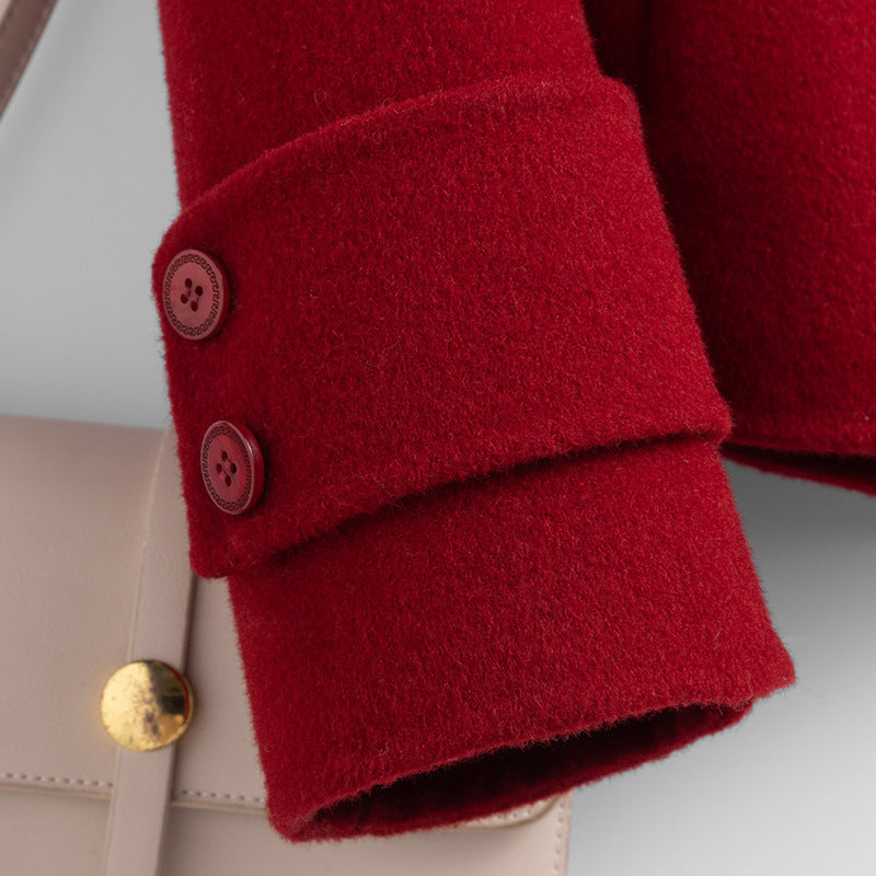 Josephine Wool Cropped Coat – Double-Breasted Notched-Lapel Tailored Outerwear