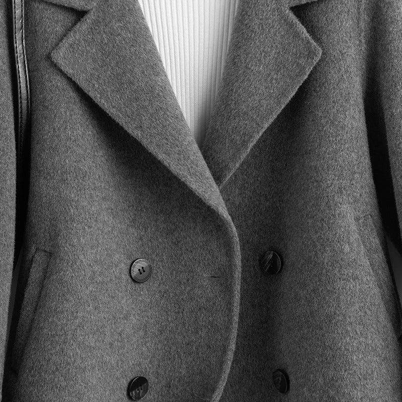 Josephine Wool Cropped Coat – Double-Breasted Notched-Lapel Tailored Outerwear