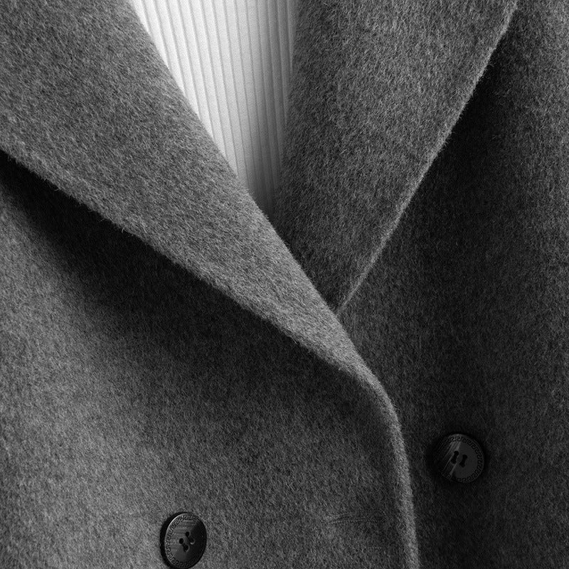 Josephine Wool Cropped Coat – Double-Breasted Notched-Lapel Tailored Outerwear