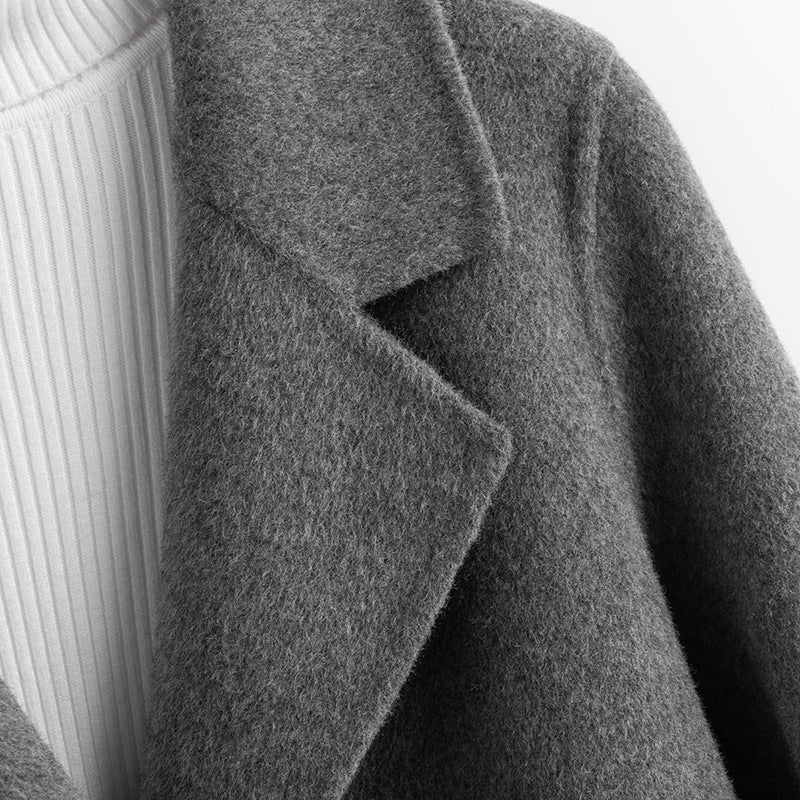 Josephine Wool Cropped Coat – Double-Breasted Notched-Lapel Tailored Outerwear