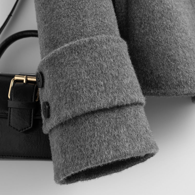Josephine Wool Cropped Coat – Double-Breasted Notched-Lapel Tailored Outerwear