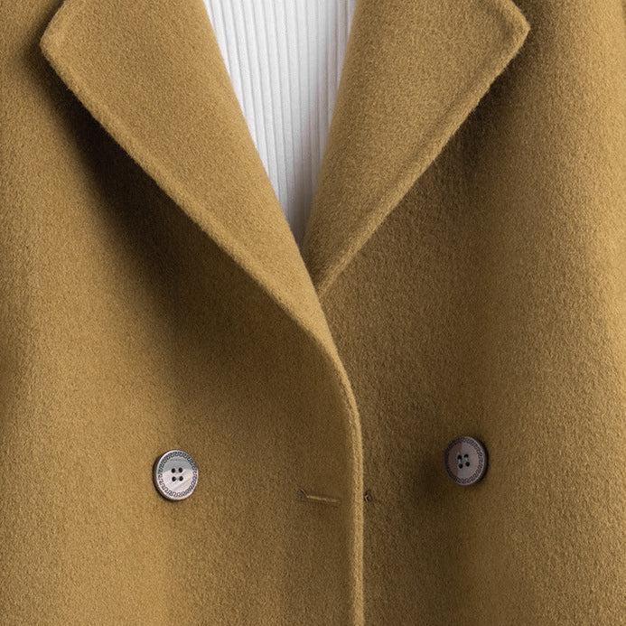 Josephine Wool Cropped Coat – Double-Breasted Notched-Lapel Tailored Outerwear